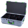 Pelican 1650 Case, Silver with Lime Green Handles & Push-Button Latches TrekPak Divider System with Convoluted Lid Foam ColorCase 016500-0020-180-301
