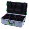 Pelican 1650 Case, Silver with Lime Green Handles & Push-Button Latches TrekPak Divider System with Mesh Lid Organizer ColorCase 016500-0120-180-301