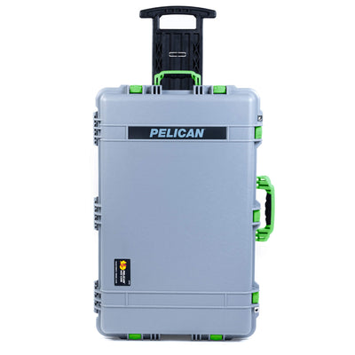 Pelican 1650 Case, Silver with Lime Green Handles & Latches ColorCase