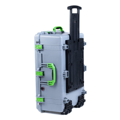 Pelican 1650 Case, Silver with Lime Green Handles & Push-Button Latches ColorCase