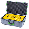 Pelican 1650 Case, Silver with Lime Green Handles & Push-Button Latches Yellow Padded Microfiber Dividers with Convoluted Lid Foam ColorCase 016500-0010-180-301