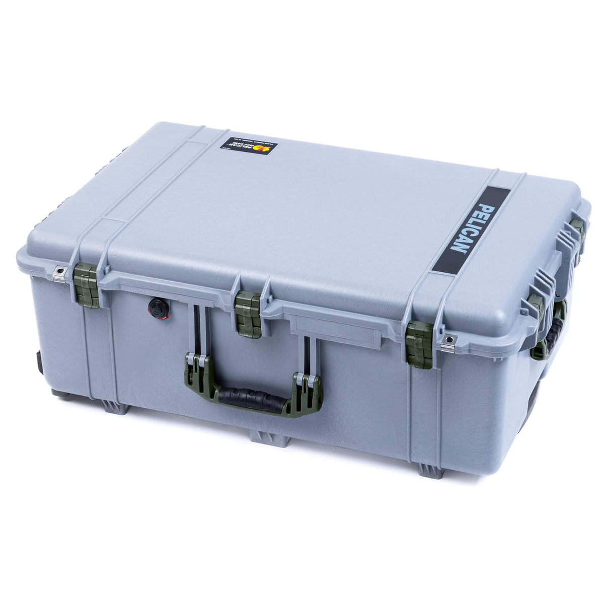 Pelican 1650 Case, Silver with OD Green Handles &amp; Latches ColorCase 