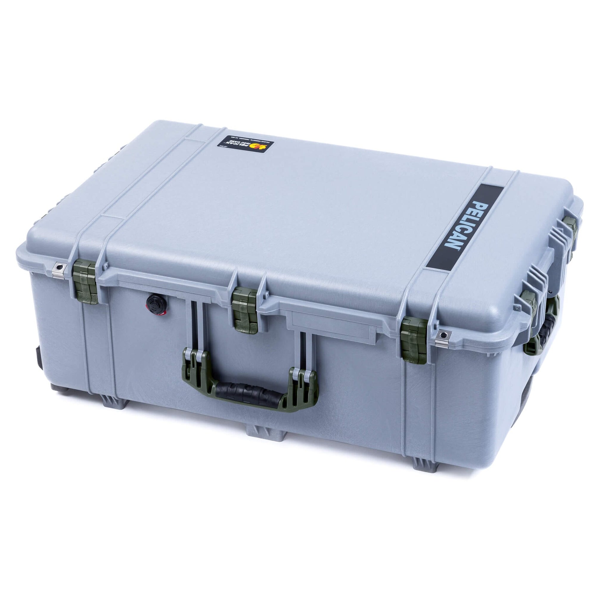 Pelican 1650 Case, Silver with OD Green Handles & Latches ColorCase 