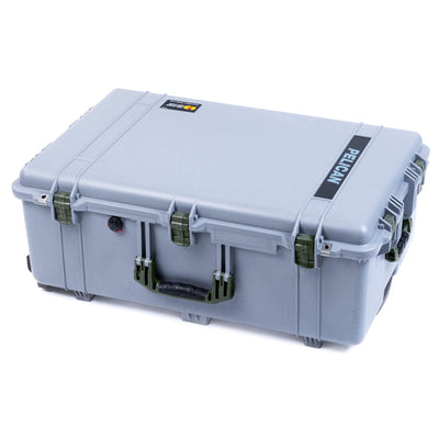 Pelican 1650 Case, Silver with OD Green Handles & Latches ColorCase