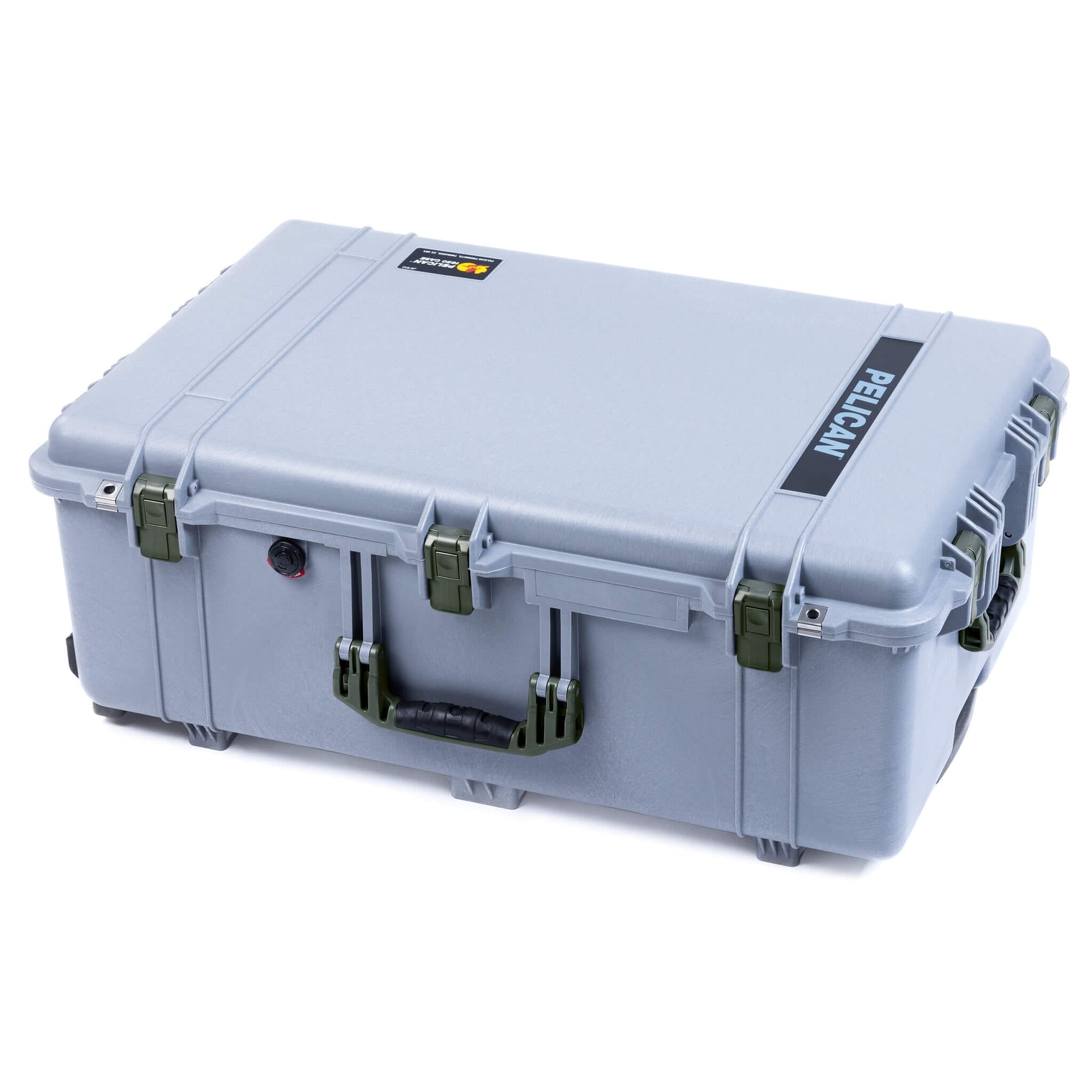 Pelican 1650 Case, Silver with OD Green Handles & Push-Button Latches ColorCase 