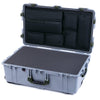 Pelican 1650 Case, Silver with OD Green Handles & Latches Pick & Pluck Foam with Laptop Computer Lid Pouch ColorCase 016500-0201-180-130