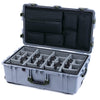 Pelican 1650 Case, Silver with OD Green Handles & Push-Button Latches Gray Padded Microfiber Dividers with Laptop Computer Lid Pouch ColorCase 016500-0270-180-131