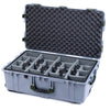 Pelican 1650 Case, Silver with OD Green Handles & Push-Button Latches Gray Padded Microfiber Dividers with Convoluted Lid Foam ColorCase 016500-0070-180-131