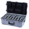 Pelican 1650 Case, Silver with OD Green Handles & Push-Button Latches Gray Padded Microfiber Dividers with Mesh Lid Organizer ColorCase 016500-0170-180-131