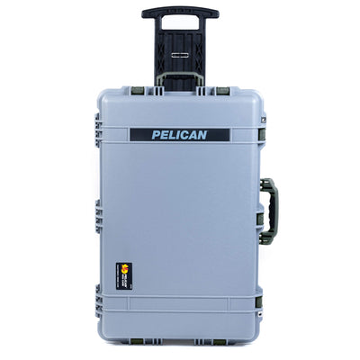 Pelican 1650 Case, Silver with OD Green Handles & Push-Button Latches ColorCase