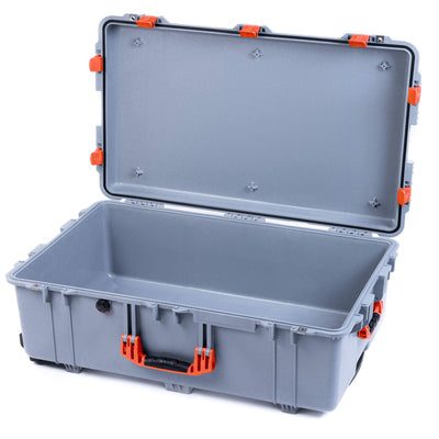 Pelican 1650 Case, Silver with Orange Handles & Latches None (Case Only) ColorCase 016500-0000-180-150