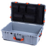 Pelican 1650 Case, Silver with Orange Handles & Latches Mesh Lid Organizer Only ColorCase 016500-0100-180-150