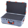 Pelican 1650 Case, Silver with Orange Handles & Latches Pick & Pluck Foam with Convoluted Lid Foam ColorCase 016500-0001-180-150
