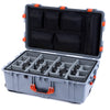 Pelican 1650 Case, Silver with Orange Handles & Latches Gray Padded Microfiber Dividers with Mesh Lid Organizer ColorCase 016500-0170-180-150