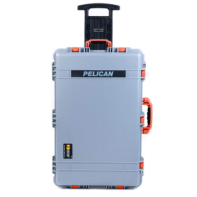 Pelican 1650 Case, Silver with Orange Handles & Latches ColorCase