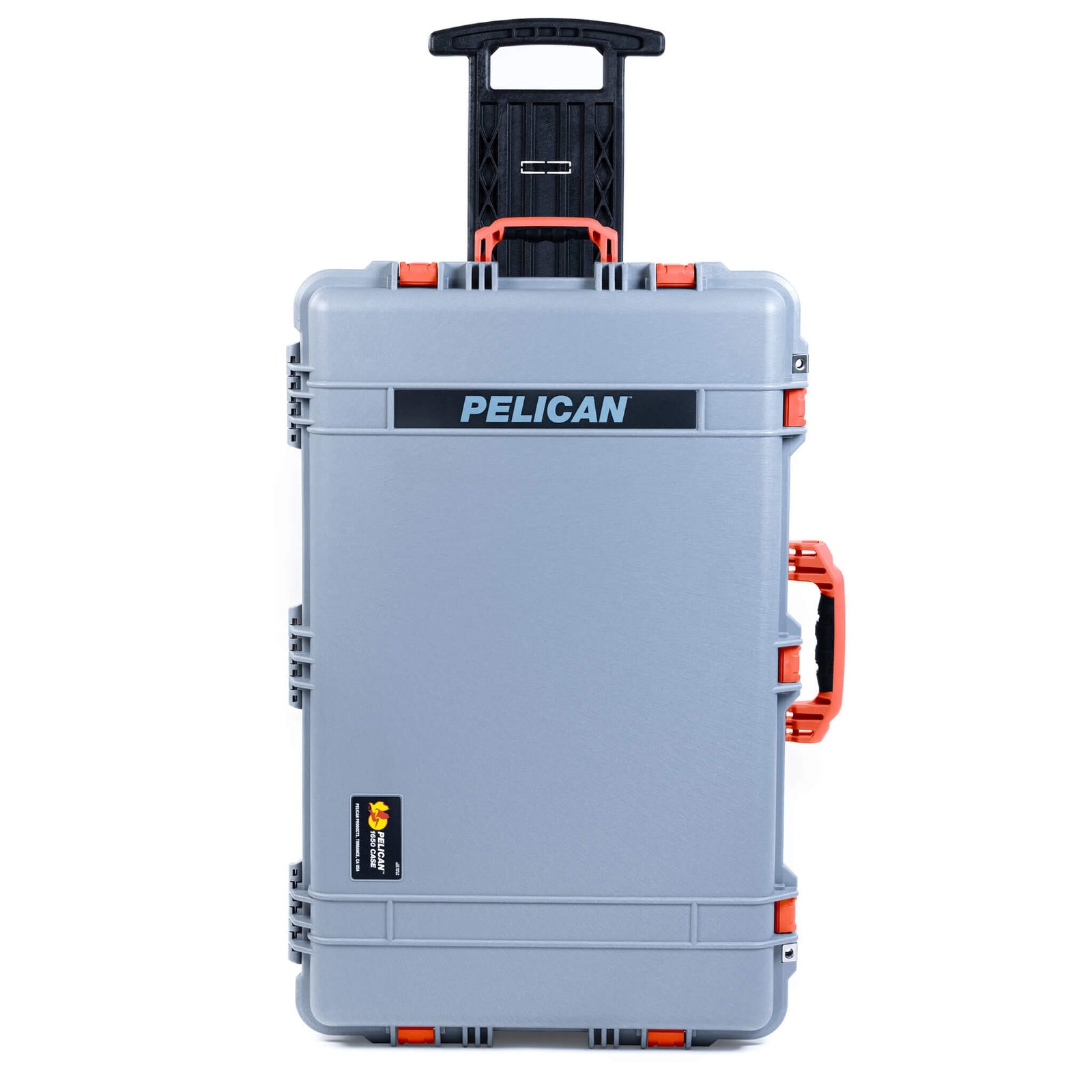 Pelican 1650 Case, Silver with Orange Handles & Push-Button Latches ColorCase 