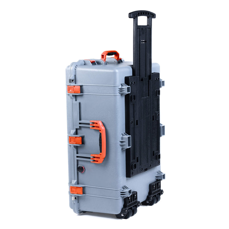 Pelican 1650 Case, Silver with Orange Handles & Push-Button Latches ColorCase 