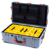 Pelican 1650 Case, Silver with Orange Handles & Latches Yellow Padded Microfiber Dividers with Mesh Lid Organizer ColorCase 016500-0110-180-150