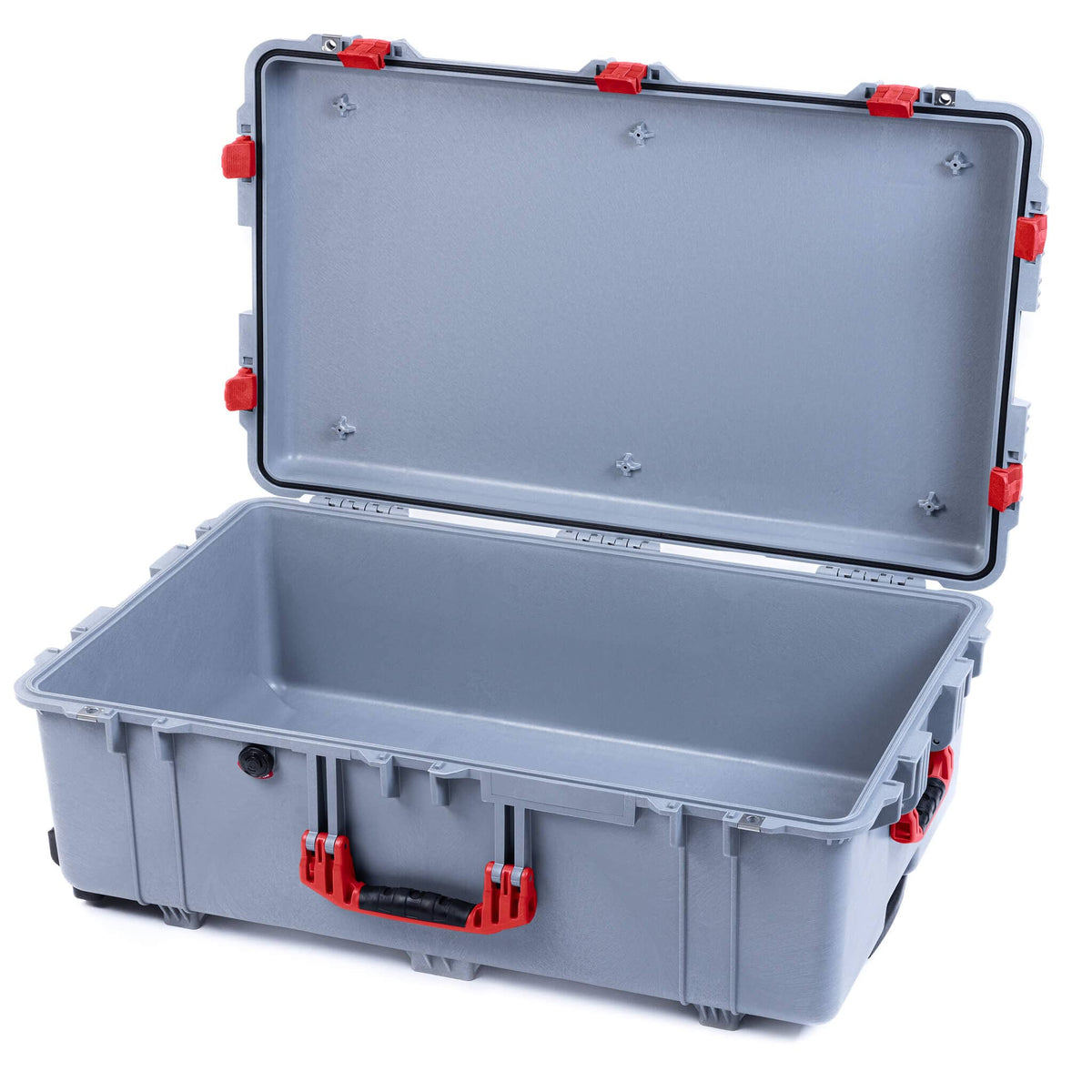 Pelican 1650 Case, Silver with Red Handles &amp; Latches None (Case Only) ColorCase 016500-0000-180-320