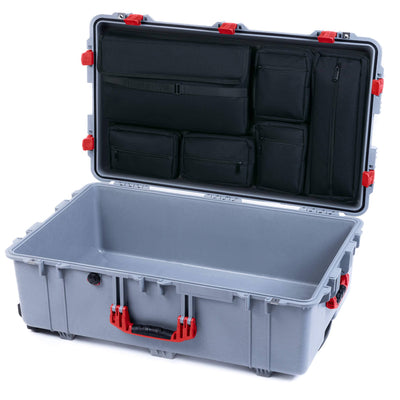 Pelican 1650 Case, Silver with Red Handles & Latches Laptop Computer Lid Pouch Only ColorCase 016500-0200-180-320
