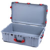 Pelican 1650 Case, Silver with Red Handles & Push-Button Latches None (Case Only) ColorCase 016500-0000-180-321