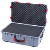 Pelican 1650 Case, Silver with Red Handles & Latches Pick & Pluck Foam with Convoluted Lid Foam ColorCase 016500-0001-180-320