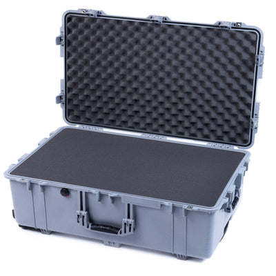 Pelican 1650 Case, Silver (Push-Button Latches) Pick & Pluck Foam with Convoluted Lid Foam ColorCase 016500-0001-180-181