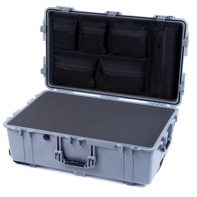 Pelican 1650 Case, Silver Pick & Pluck Foam with Mesh Lid Organizer ColorCase 016500-0101-180-110