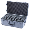 Pelican 1650 Case, Silver (Push-Button Latches) Gray Padded Dividers with Convoluted Lid Foam ColorCase 016500-0070-180-181