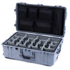 Pelican 1650 Case, Silver (Push-Button Latches) Gray Padded Microfiber Dividers with Mesh Lid Organizer ColorCase 016500-0170-180-181