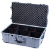 Pelican 1650 Case, Silver (Push-Button Latches) TrekPak Divider System with Convoluted Lid Foam ColorCase 016500-0020-180-181