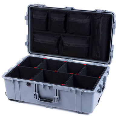 Pelican 1650 Case, Silver TrekPak Divider System with Mesh Lid Organizer ColorCase 016500-0120-180-110