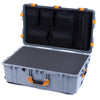 Pelican 1650 Case, Silver with Yellow Handles & Latches Pick & Pluck Foam with Mesh Lid Organizer ColorCase 016500-0101-180-240