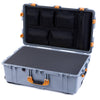 Pelican 1650 Case, Silver with Yellow Handles & Push-Button Latches Pick & Pluck Foam with Mesh Lid Organizer ColorCase 016500-0101-180-241