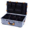 Pelican 1650 Case, Silver with Yellow Handles & Latches TrekPak Divider System with Mesh Lid Organizer ColorCase 016500-0120-180-240