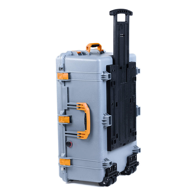 Pelican 1650 Case, Silver with Yellow Handles & Push-Button Latches ColorCase 