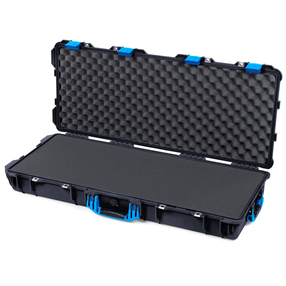 Pelican 1700 Protector Long Case, Black with Blue Handles &amp; Latches (Gen2) Pick &amp; Pluck Foam with Convoluted Lid Foam ColorCase 017000-0001-110-120