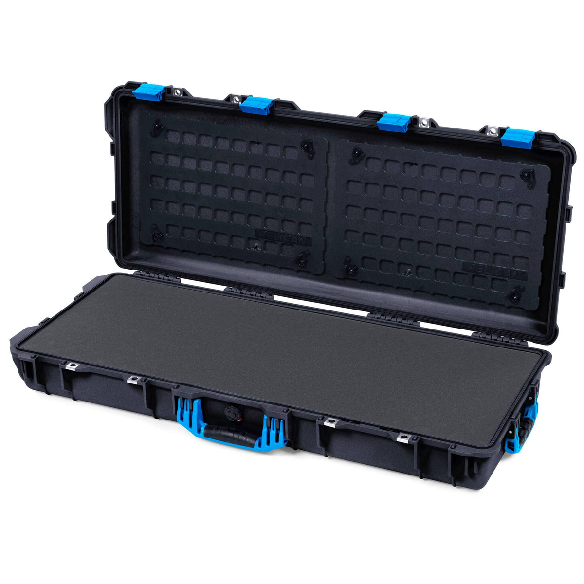 Pelican 1700 Protector Long Case, Black with Blue Handles &amp; Latches (Gen2) Solid Foam with EZ-Click™ MOLLE Panels ColorCase 017000-0402-110-120