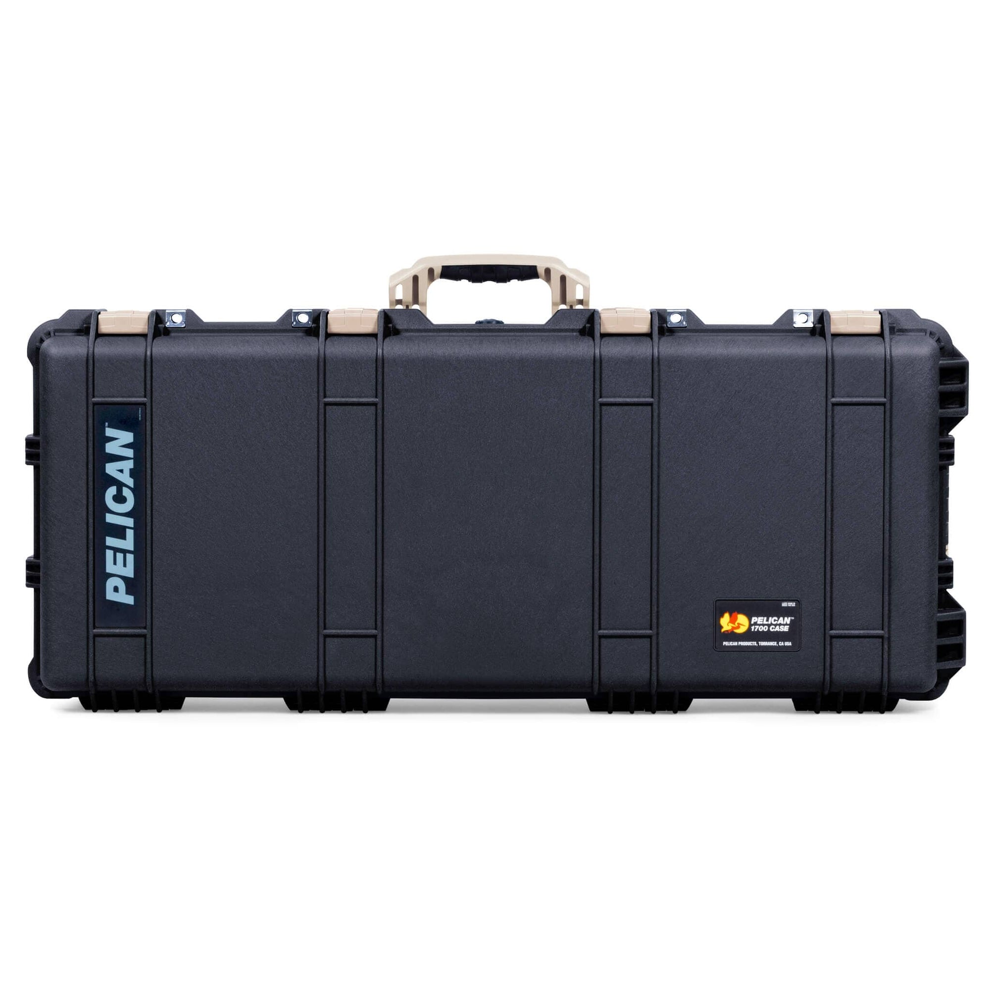 Pelican 1700 Protector Long Case, Black with Desert Tan Handles & Latches (Gen2) ColorCase 
