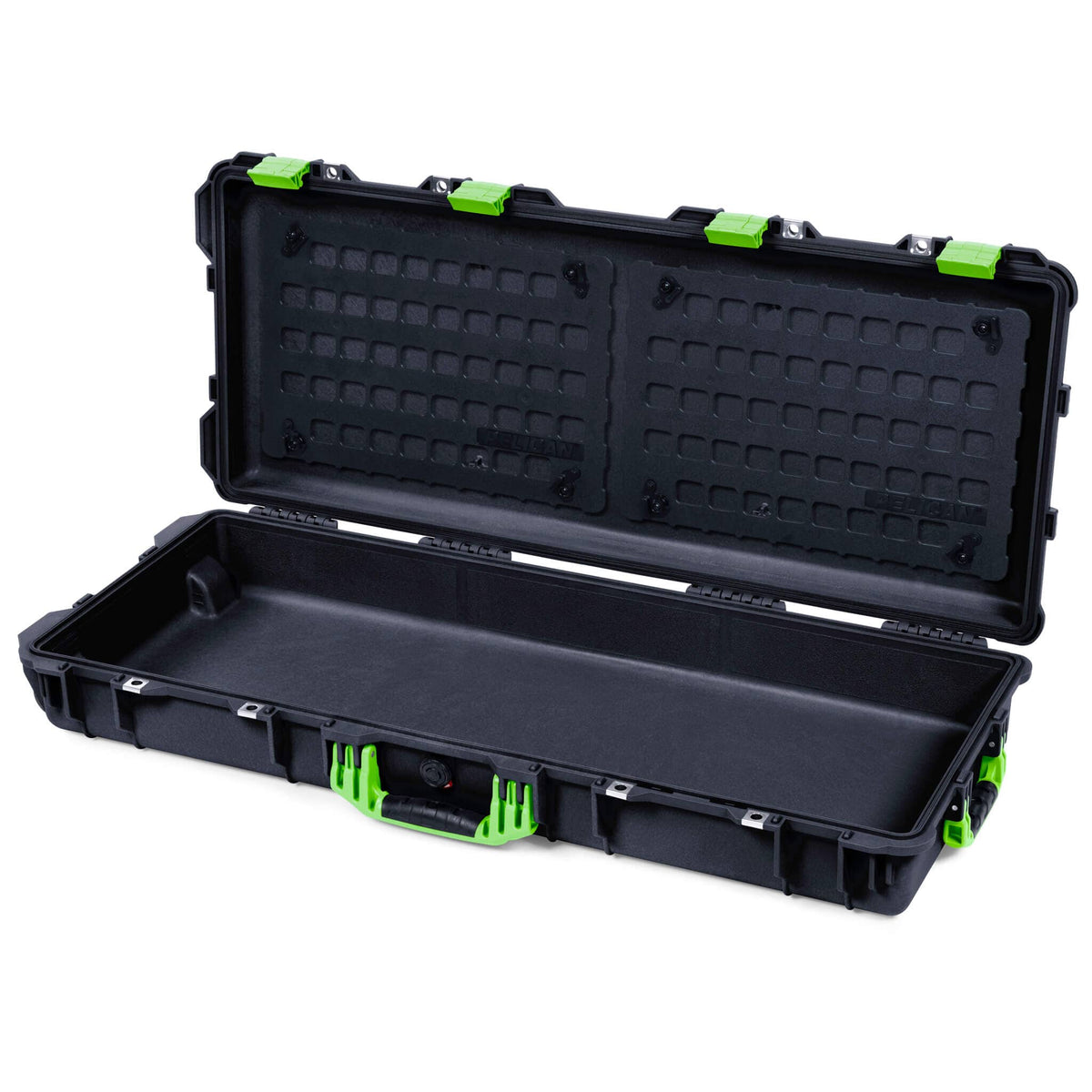 Pelican 1700 Protector Long Case, Black with Lime Green Handles &amp; Latches (Gen2) EZ-Click™ MOLLE Panels Only ColorCase 017000-0400-110-300