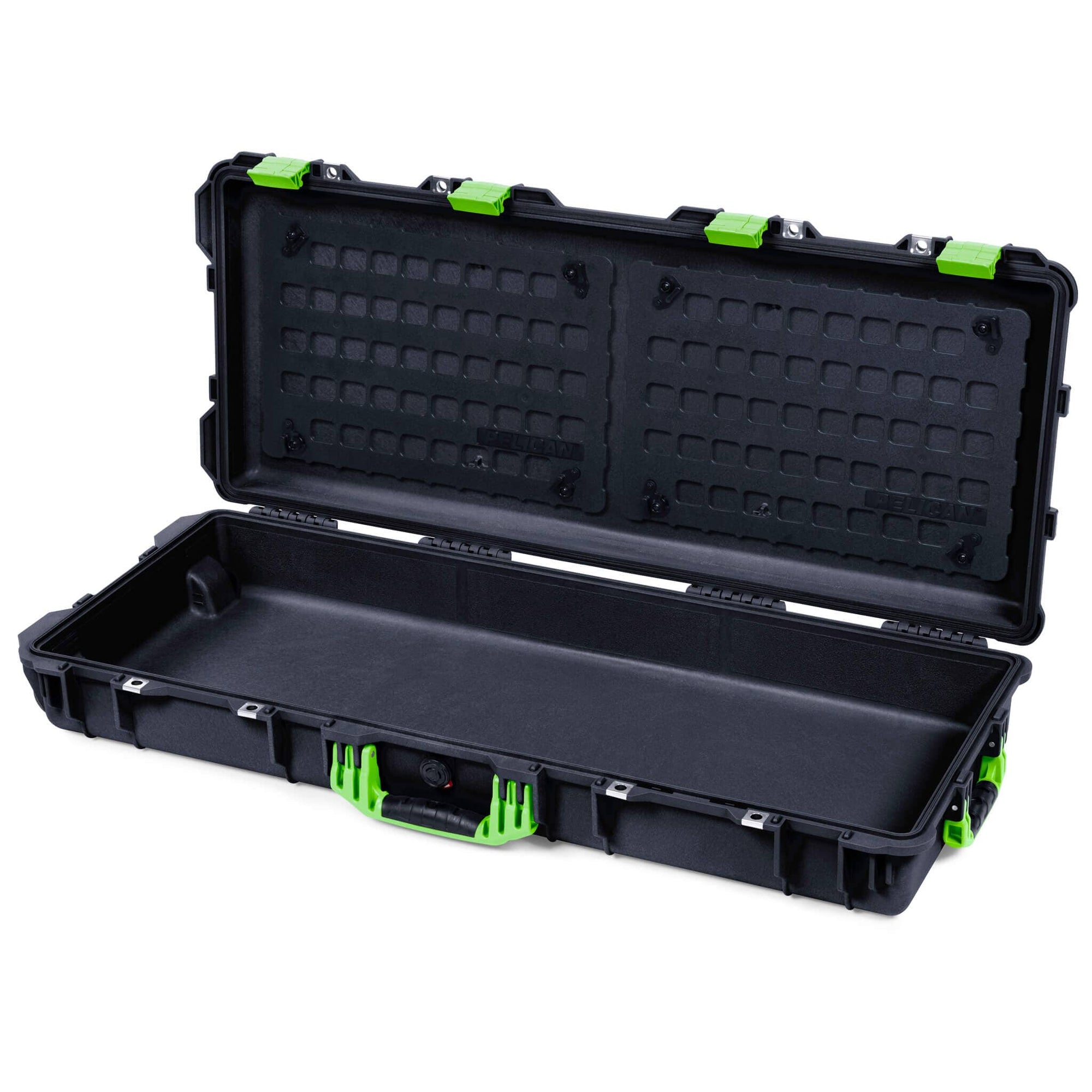 Pelican 1700 Protector Long Case, Black with Lime Green Handles & Latches (Gen2) EZ-Click™ MOLLE Panels Only ColorCase 017000-0400-110-300