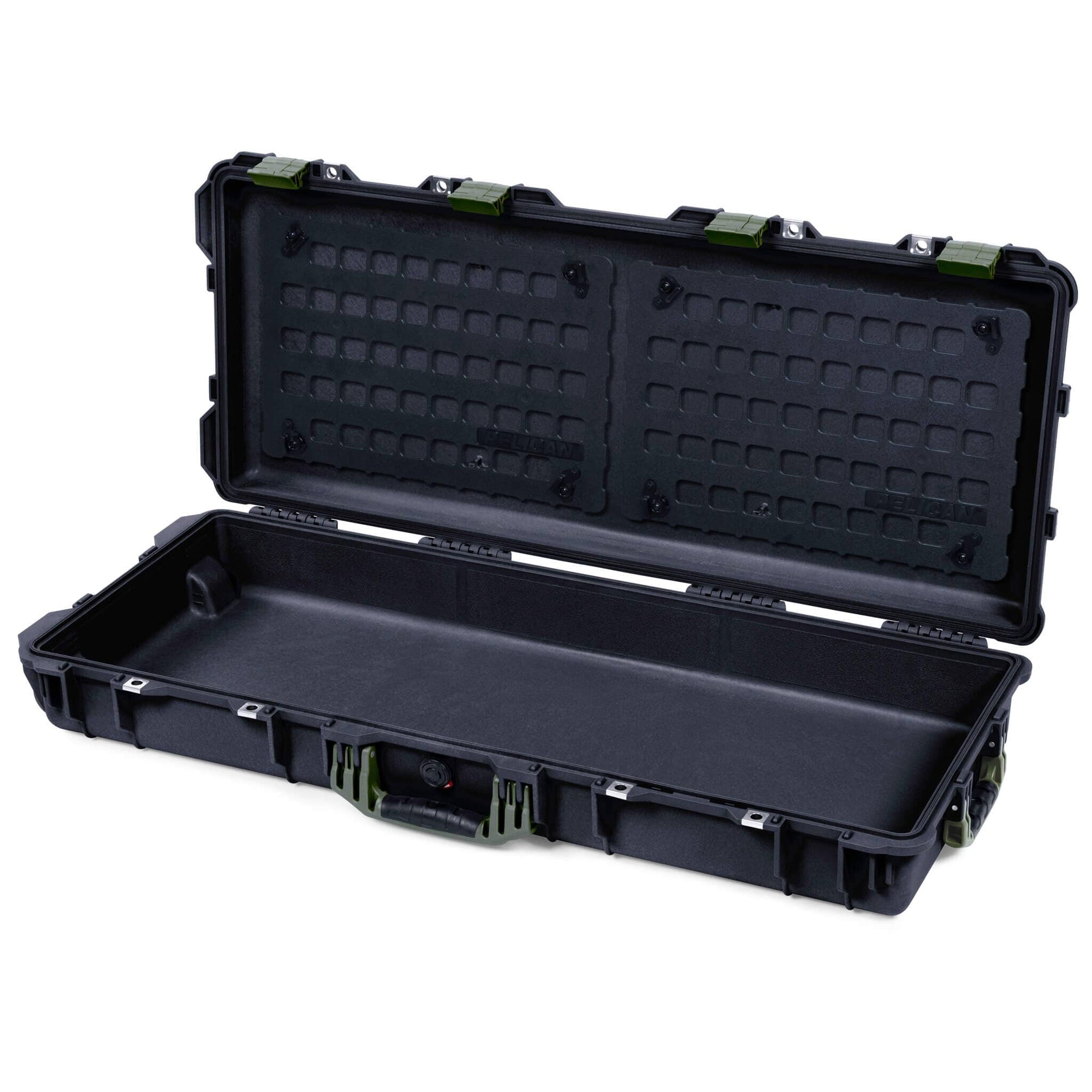 Pelican 1700 Protector Long Case, Black with OD Green Handles & Latches (Gen2) EZ-Click™ MOLLE Panels Only ColorCase 017000-0400-110-130