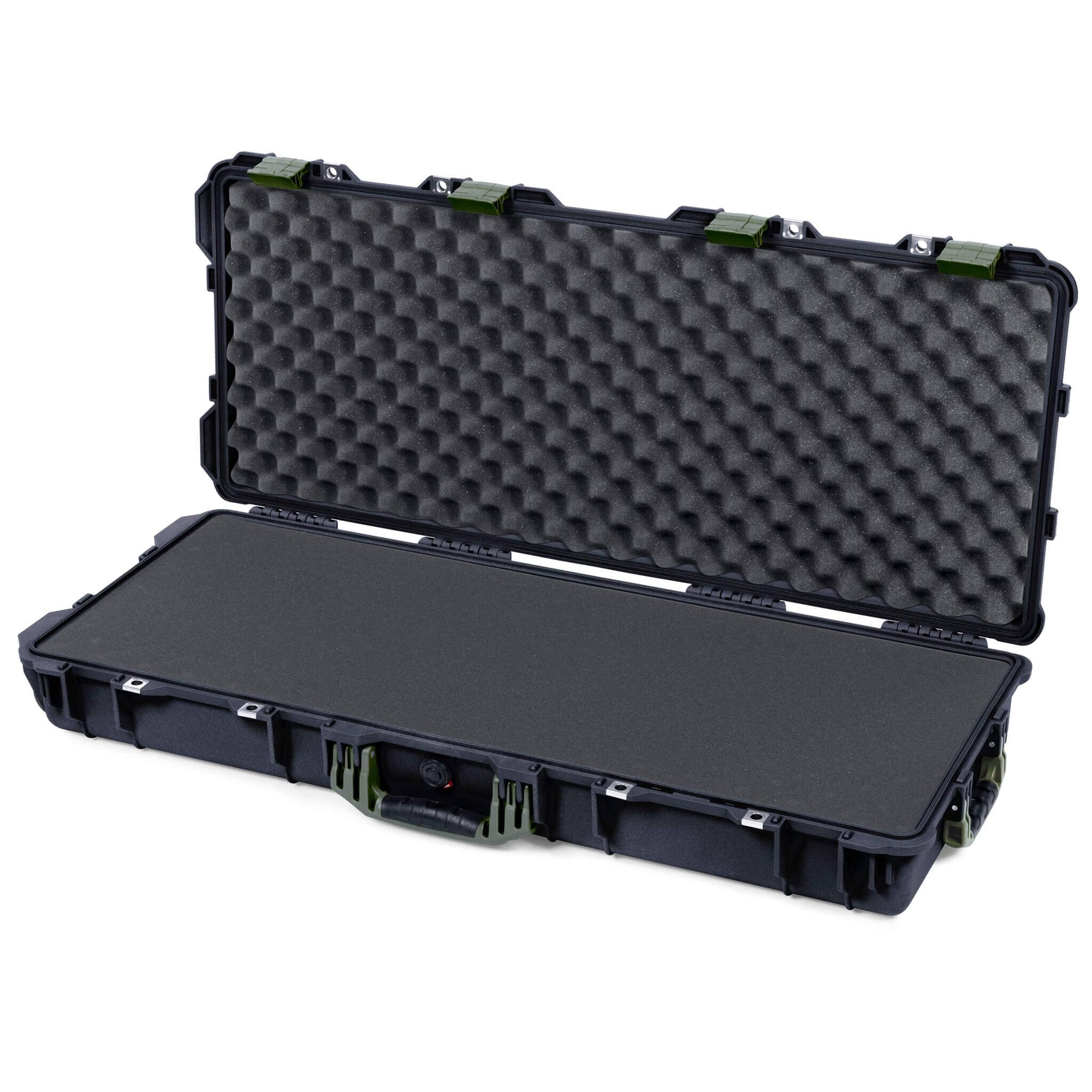 Pelican 1700 Protector Long Case, Black with OD Green Handles & Latches (Gen2) Solid Foam with Convoluted Lid Foam ColorCase 017000-0002-110-130