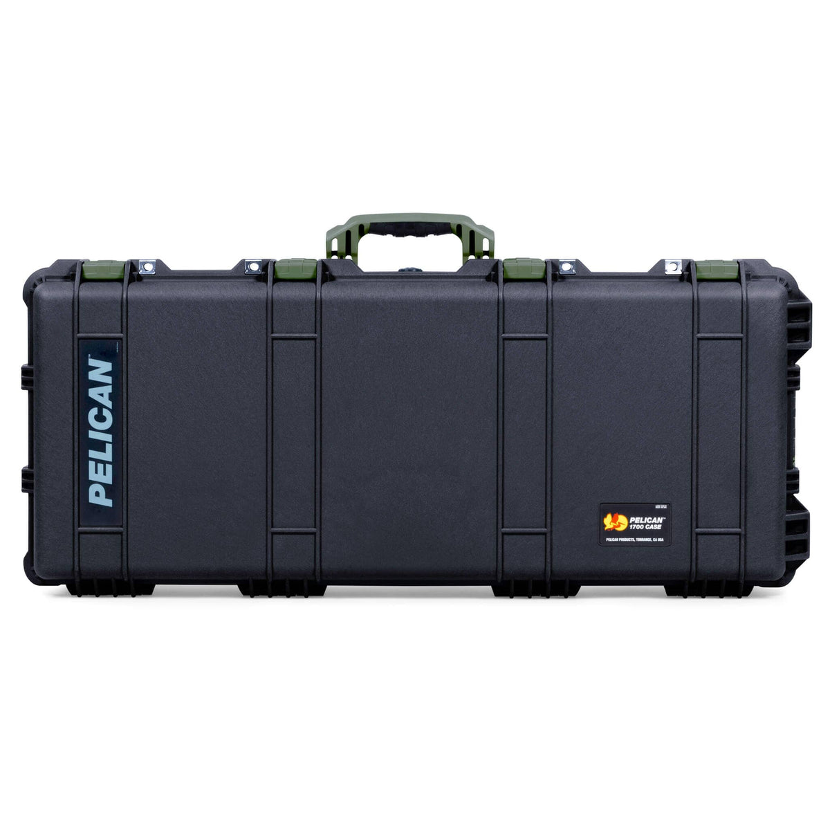 Pelican 1700 Protector Long Case, Black with OD Green Handles &amp; Latches (Gen2) ColorCase 