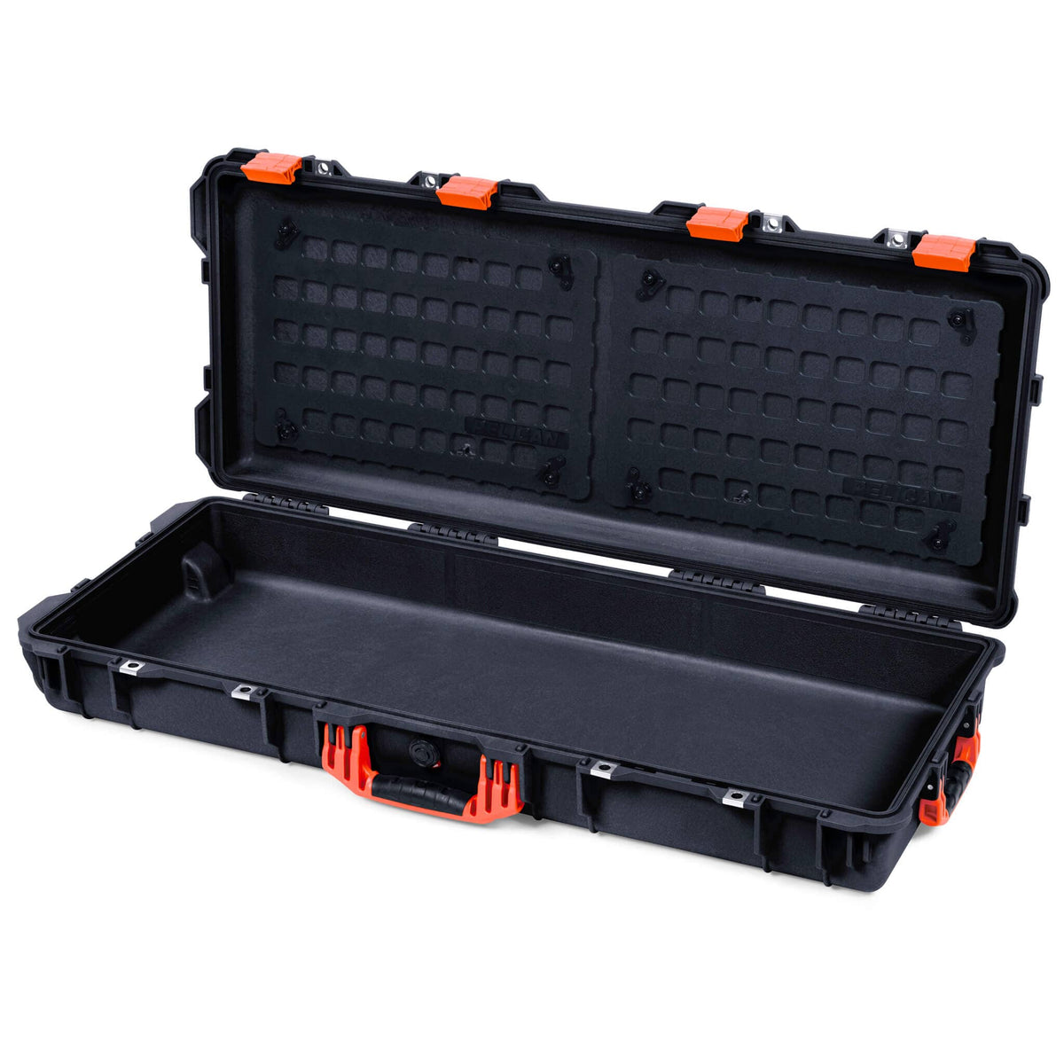 Pelican 1700 Protector Long Case, Black with Orange Handles &amp; Latches (Gen2) EZ-Click™ MOLLE Panels Only ColorCase 017000-0400-110-150