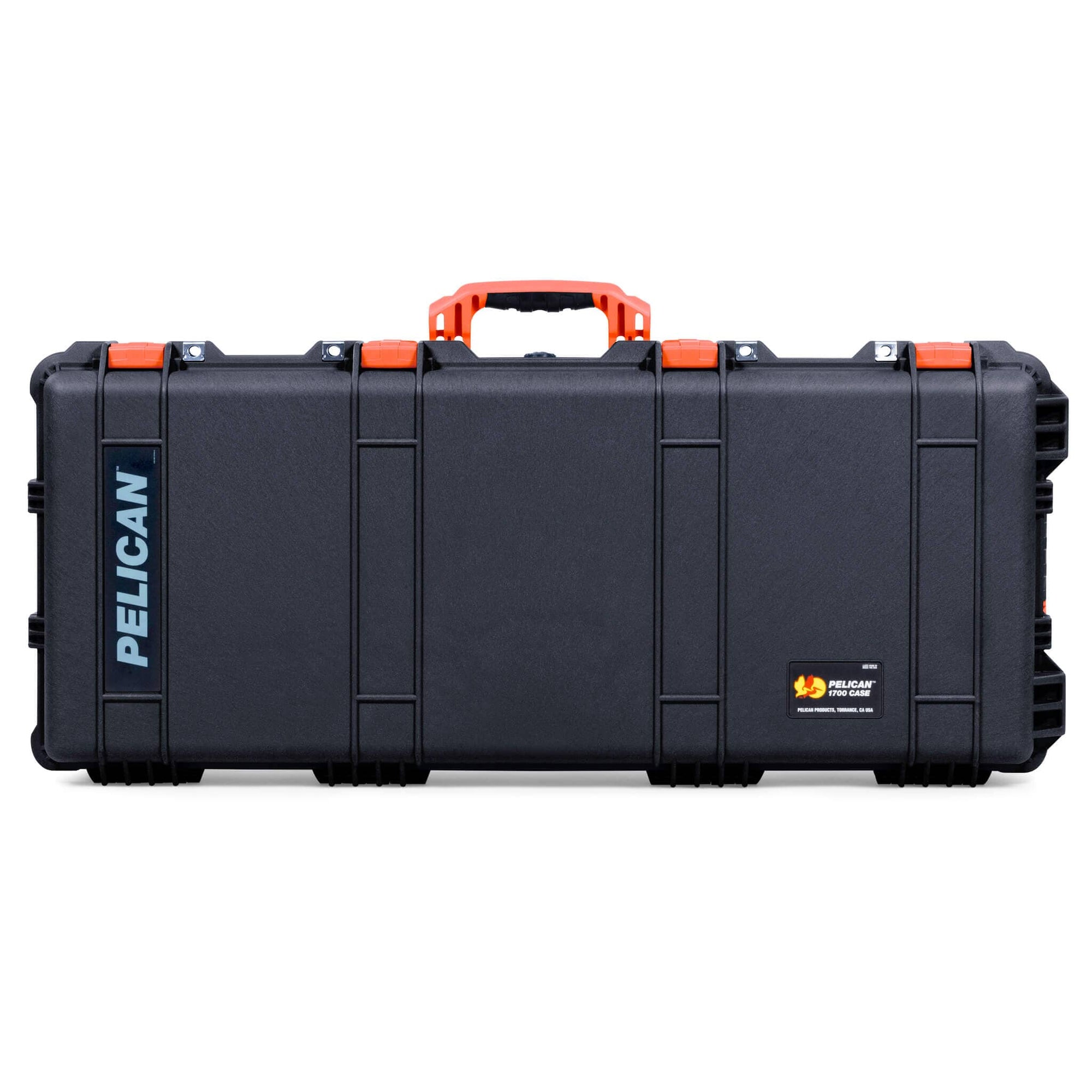 Pelican 1700 Protector Long Case, Black with Orange Handles & Latches (Gen2) ColorCase 