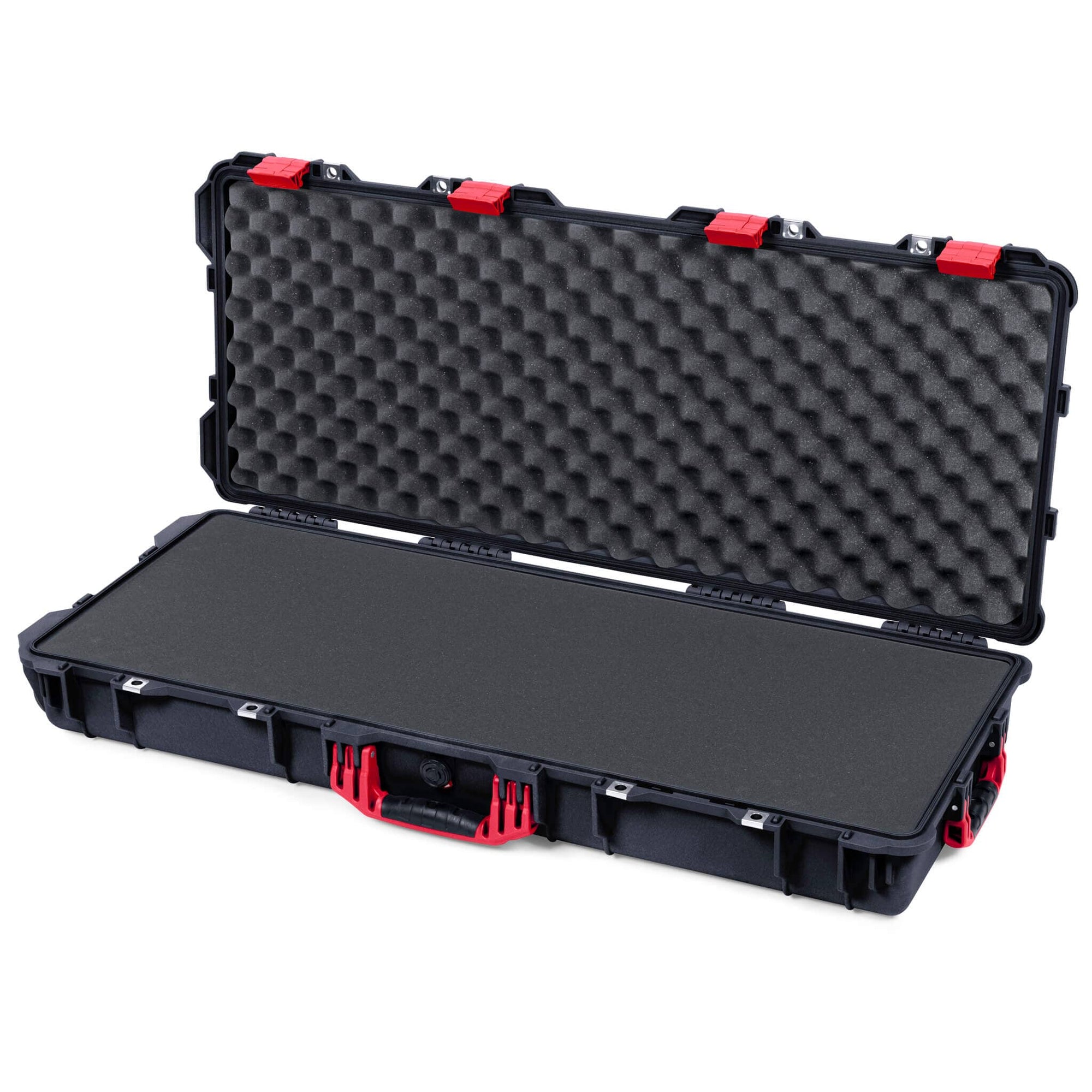 Pelican 1700 Protector Long Case, Black with Red Handles & Latches (Gen2) Pick & Pluck Foam with Convoluted Lid Foam ColorCase 017000-0001-110-320