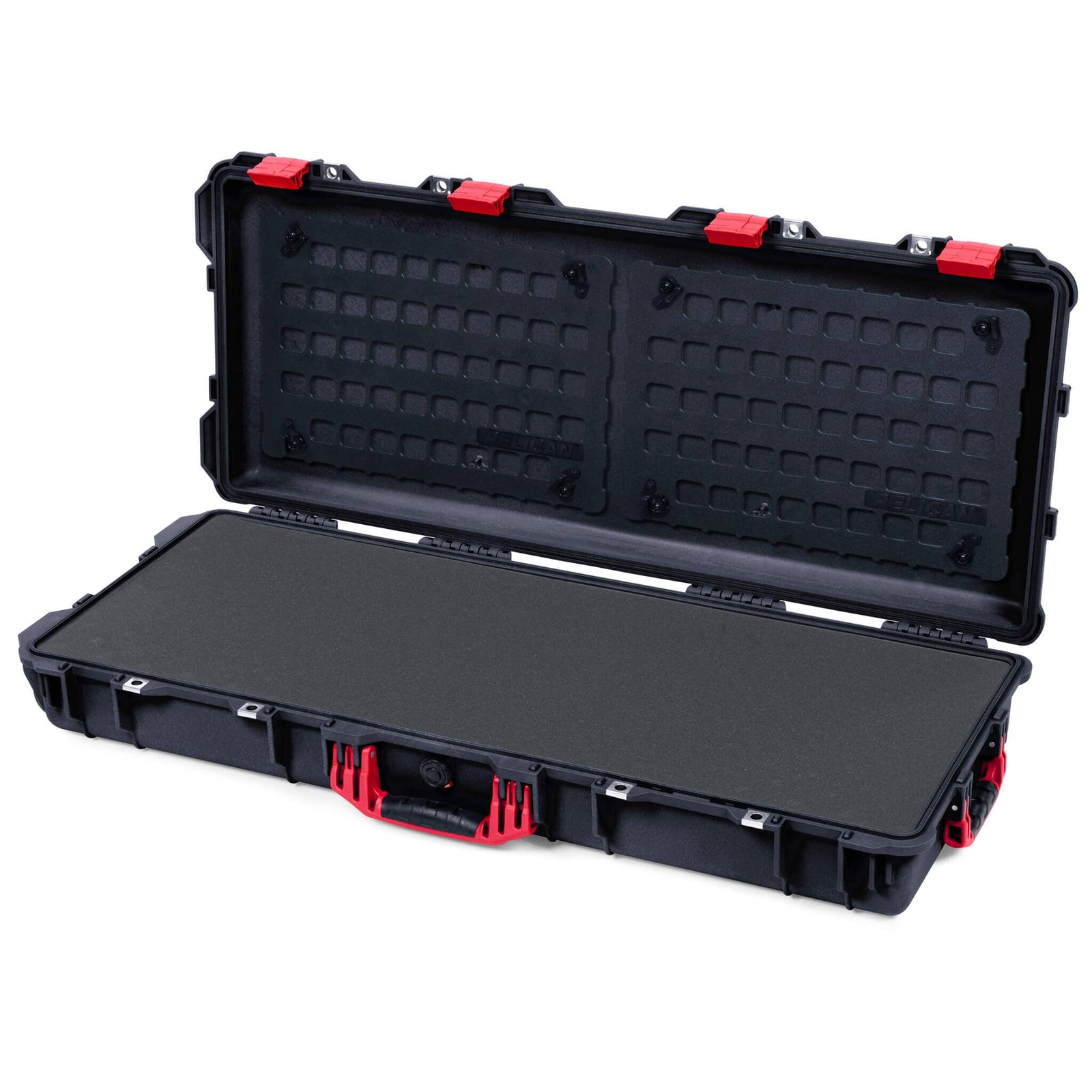 Pelican 1700 Protector Long Case, Black with Red Handles & Latches (Gen2) Pick & Pluck Foam with EZ-Click™ MOLLE Panels ColorCase 017000-0401-110-320