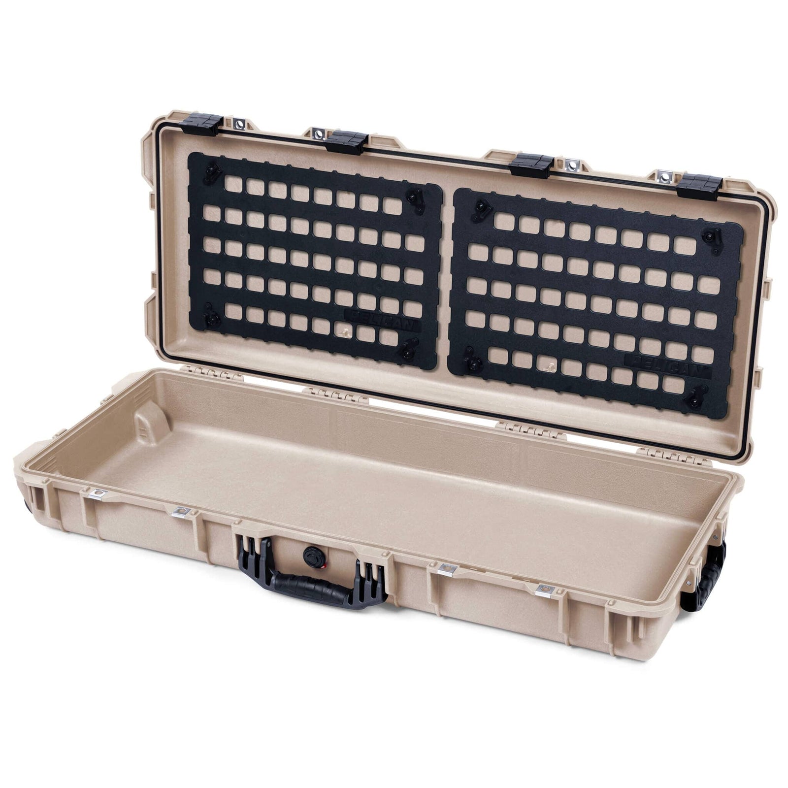 Pelican 1700 Protector Long Case, Desert Tan with Black Handles & Latches (Gen2) EZ-Click™ MOLLE Panels Only ColorCase 017000-0400-310-110