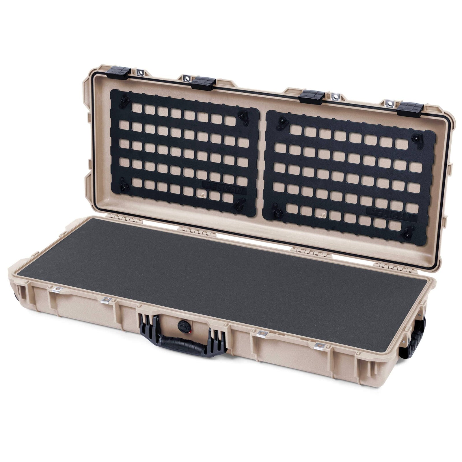 Pelican 1700 Protector Long Case, Desert Tan with Black Handles & Latches (Gen2) Solid Foam with EZ-Click™ MOLLE Panels ColorCase 017000-0402-310-110